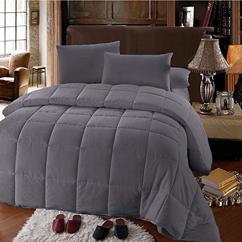 Experience Lavish Comfort with This Twin Extra Long (XL) Gray Down Alternative Comforter; All for Season Convenience and Silky Soft Microfiber with Hypoallergenic Properties