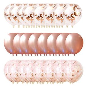 Rose Gold Balloons & Rose Gold Confetti Balloons (60) -12 inch- Premium Quality Balloon for Baby Shower, Bridal Shower, Bachelorette , Wedding or Birthday Parties. (Ribbon Included) x2