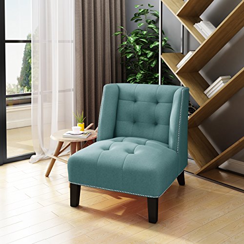Christopher Knight Home 303949 Teresa Tufted Wingback Blue Fabric Accent Chair,