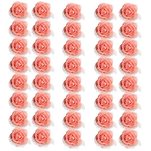 MagiDeal 50 Pieces Many Color Mini Artificial Foam Mesh Rose Flower Heads Embellishment for Wedding Crafts 4cm - Pink