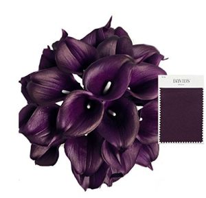 Angel Isabella 10pc Set of Real Touch Calla Lily-Keepsake Artificial Calla Lily with Small Bloom Perfect for Making Bouquet, Boutonniere,Corsage.Quality Keepsake Artificial Flower (Plum)