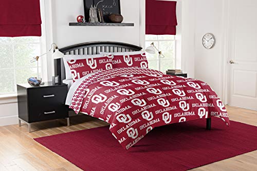 Full 90 Oklahoma Sooners Queen Comforter & Sheet Set, 5 Piece NCAA Bedding, New!