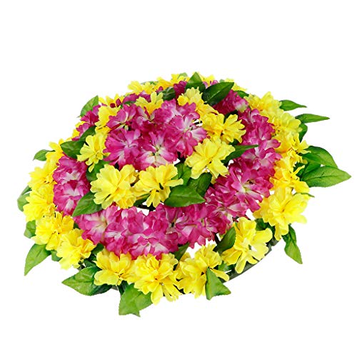 Fenteer Artificial Canvas Flowers Wreath Chrysanthemum Funeral Headstone Cemetery Arrangements for Memorial Day Accessory - 2