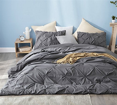 Byourbed Granite Gray Pin Tuck King Comforter - Oversized King XL Bedding