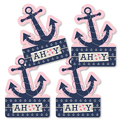 Ahoy - Nautical Girl - Anchor Shaped Decorations DIY Baby Shower or Birthday Party Essentials - Set of 20