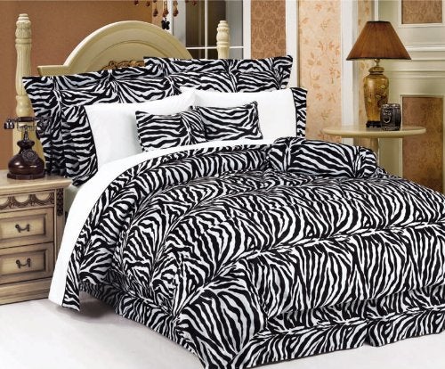 7 Piece Queen Zebra Animal Kingdom Bedding Comforter Set