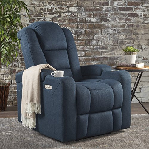 Christopher Knight Home 302044 Everette Power Motion Recliner, Navy Blue
