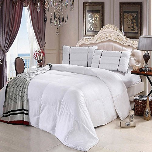 Comfortable King sized tempurature regulated Bamboo Alternative down comforter; Silky soft Bamboo viscos encasement with a 300tc down proof weave; Clean crisp white color
