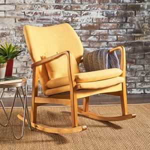 Christopher Knight Home 302101 Balen Mid Century Modern Fabric Rocking Chair (Muted Yellow),