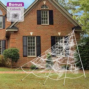 Pawliss Halloween Decorations, Giant Spider Web with Super Stretch Cobweb Set, Outdoor Yard Decor, White, 16 feet