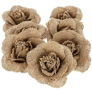 12-Pack Handmade Jute Burlap Rose Flowers for DIY Crafts, 3 Inches