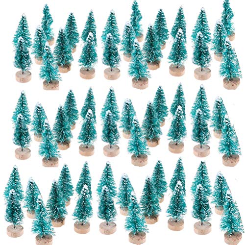 Warmshine 50 Pack DIY Mini Christmas Trees Desktop Home Decor Christmas Decoration Kids Gift Pine Needle Christmas Tree
