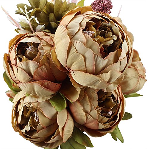 FeliceSuper Artificial Flowers Vintage Real Looking Peony Silk Fake Flowers Wedding Home Decoration Shower Party, Pack of 1