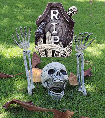 Scary Skull and Hands Skeleton, Realistic Skeleton Lawn Stakes Halloween Decorations Event Party Supplies, Halloween Graveyard Decor