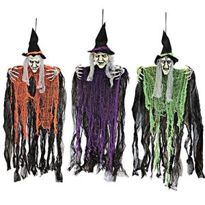 JOYIN 3 Pack 35.3 Hanging Witch with Bendable Arms, Halloween Indoor and Outdoor Decorations