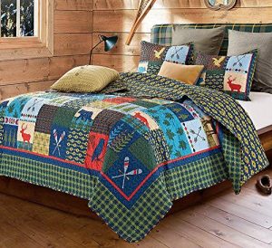 Virah Bella Lake & Lodge Rustic Patchwork Printed Quilt Set - Twin Size