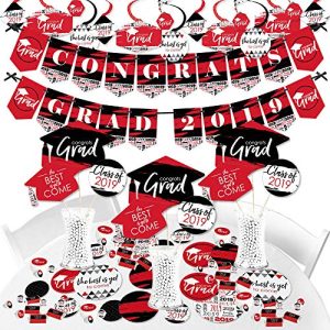 Red Grad - Best is Yet to Come - 2019 Red Graduation Supplies Party Decoration Kit - Fundle Bundle