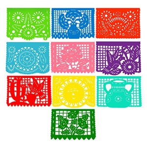 Super Value Depot Two Large Plastic Mexican Papel Picado Banners. ( Over 16 feet long each banner). 20 individual pannels. (10 pannels per banner). A colorful touch for your celebrations.