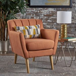 GDFStudio 301452 Madelyn Mid Century Modern Fabric Club Chair (Orange),