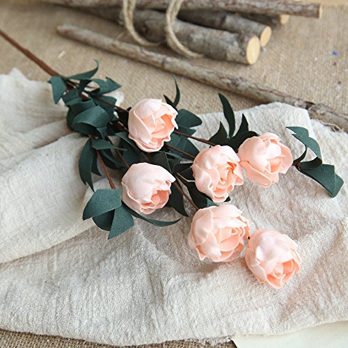 Allywit Artificial Flower Roses Fake Small Roses Real 5 Heads Touch Artificial Roses Silk Artificial Roses Long Stem Bridal Wedding Bouquet
