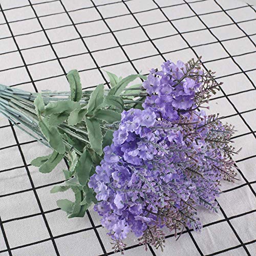 XYXCMOR Artificial Flowers 4 Bundle Lavender Plants Silk Flowers Arrangements Rustic Wedding Bouquet Decor for Vase Home Kitchen Garden Purple