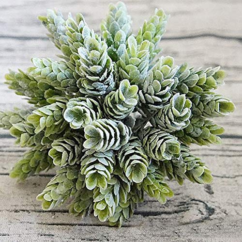 Artificial Topiaries - Small Fake Plants, Office Plants Desk, Small Artificial Plants,6PCS/Bunch DIY Simulation Green Plant Pineapple Grass Decoration - Army Green