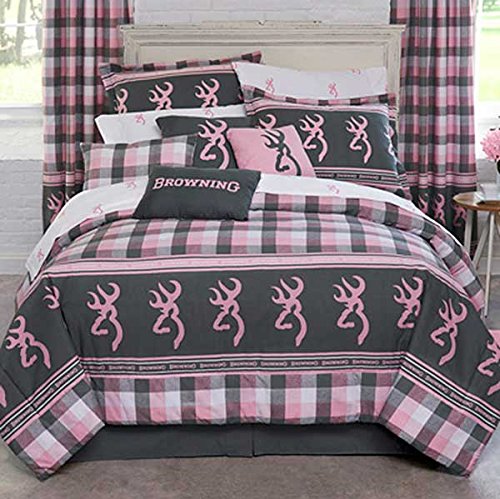 Buckmark Pink Plaid Full Size Comforter Set