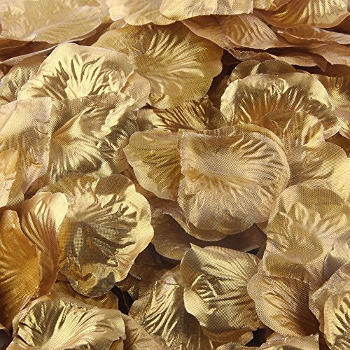 AKIMPE Artificial Fake Flower Faux Greenery DIY Decorations Forever Petals Long Stem Vine Preserved Gift for Wedding Party Home Birthday Garden Her Women 1000 Pieces Gold