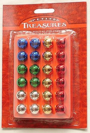 24ct Petite Treasures Shiny Multi-Color Mini Glass Ball Christmas Ornaments .6 (15mm)