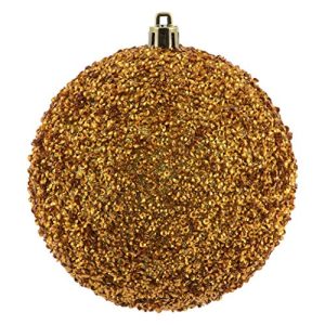 Vickerman 531495-4 Honey Gold Beaded Ball Christmas Tree Ornament (6 pack) (N185637D)