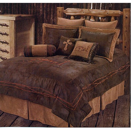 Western Rustic Country Praying Cowboy Comforter Cross Bedding Set 5pc King