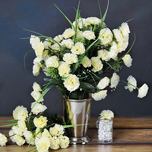 Tableclothsfactory 252 Mini Artificial Carnations Wedding Flowers Sale - Cream