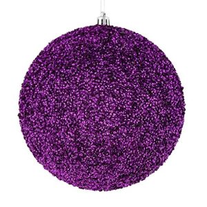Vickerman 531594-4 Purple Beaded Ball Christmas Tree Ornament (6 pack) (N185666D)