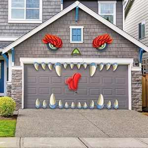JOYIN Monster Face Halloween Garage Archway Door Decoration with Monster's Eyes, Fangs, Tongue, Nose and Double Face Stickers (21 inches Eyes & Fangs)