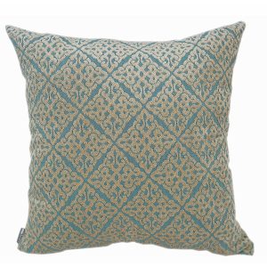 Diamond Patterned Chenille Decorative Turquoise Pillow - Feather Filled