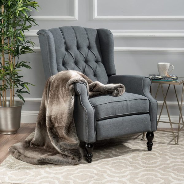 Christopher Knight Home Elizabeth Tufted Accent Chair in Charcoal Gray, Single Recliner Armchair, Elegant and Comfortable