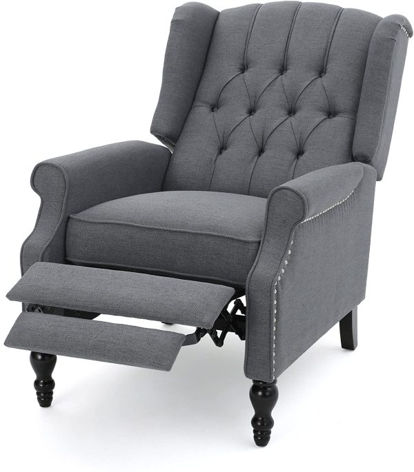 Christopher Knight Home Elizabeth Tufted Accent Chair in Charcoal Gray, Single Recliner Armchair, Elegant and Comfortable