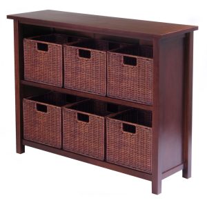 Milan 7Pc Storage Shelf With Baskets; One Cabinet And 6  Small Baskets; 3 Cartons