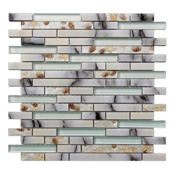 A23807 - Decorative Tile Starfish And Conch Mosaic Tile For Kitchen Backsplash Or Bathroom Backsplash (5 Pack)