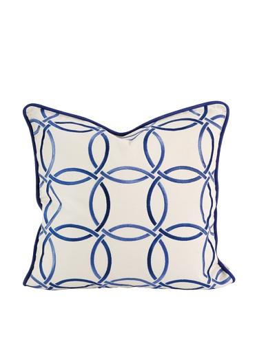 Imax 42161 Ik Catina Blue Embroidered Linen Pillow With Down Fill