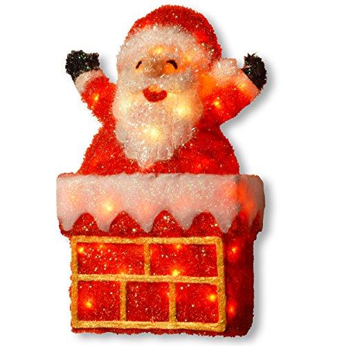 National Tree 24 Inch Tinsel Santa on Chimney with 40 Clear Lights (MZTSC-24LO-1)