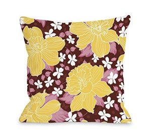 One Bella Casa Exotic Flowers Throw Pillow W/Zipper By Obc, 18X 18, Espresso/Multi