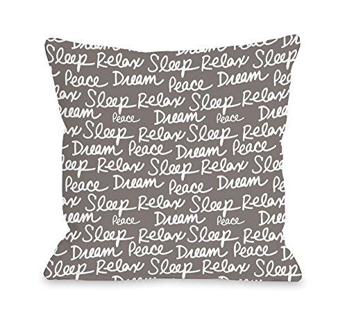 One Bella Casa All Over Sleep Words Throw Pillow By Obc, 18X 18, Driftwood White