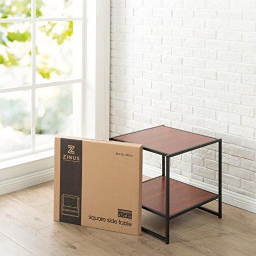 Zinus Dane Modern Studio Collection 20 Inch Square Side / End Table / Night Stand / Coffee Table, Brown