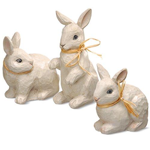 National Tree Set of 3 Assorted Woodcut Appearance Rabbits (RAE-EK150044)