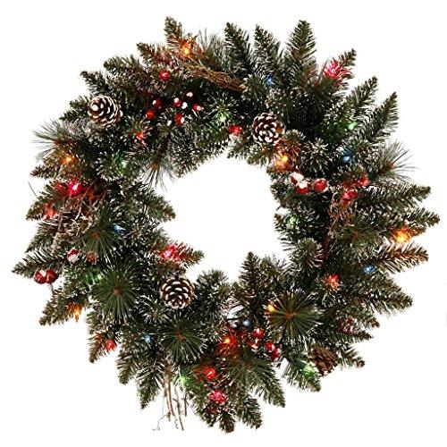 Vickerman 421123 - 24 Snow Tipped Pine Cone & Berry 35 Multi Color Led Lights Christmas Wreath (B166326led)