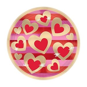 Amscan International Heart Of Gold Metallic Paper Party Plates X 8