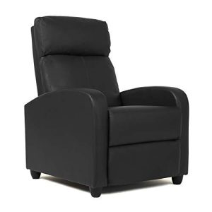 FDW Wingback Recliner Chair Leather Single Modern Sofa Home Theater Seating for Living Room (Black)