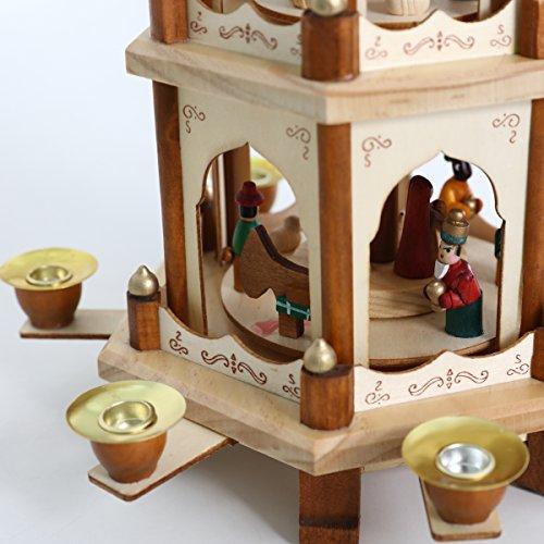 PIONEER-EFFORT Christmas Pyramid Candle Holders - Hand Painted Nativity Figurines - Turning Wings