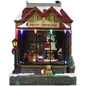 Top Treasures Lighted Resin Christmas Shop Snow Village | Perfect Addition to Your Christmas Indoor Decorations & Christmas Village Displays